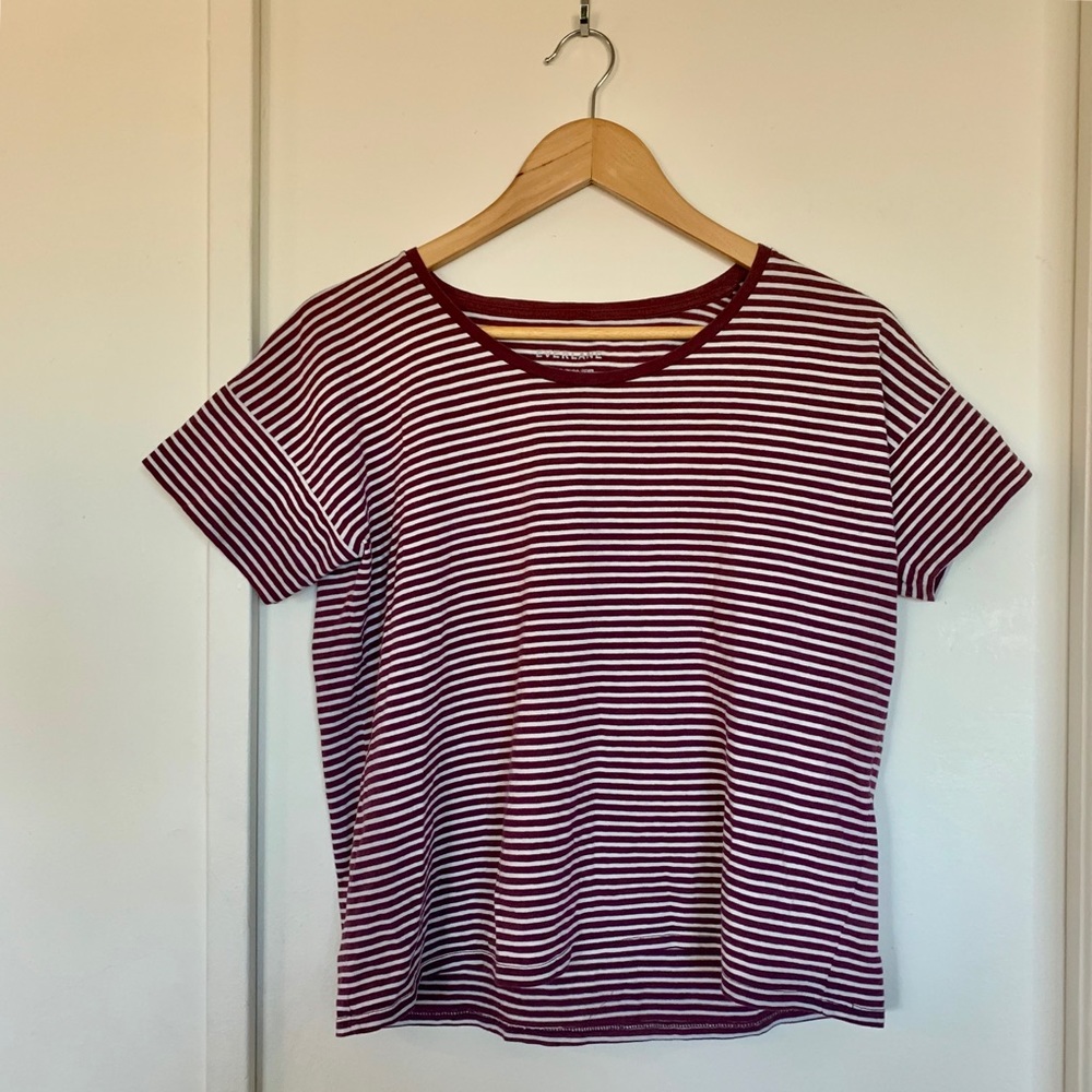 Everlane burgundy striped tee